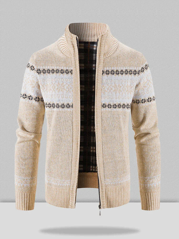 Christmas snowflake Teil standing Kragen warm Cardigan Strick Jacke