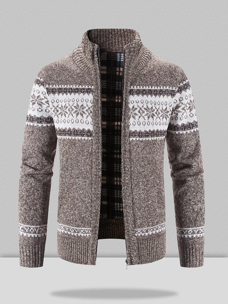 Christmas snowflake Teil standing Kragen warm Cardigan Strick Jacke
