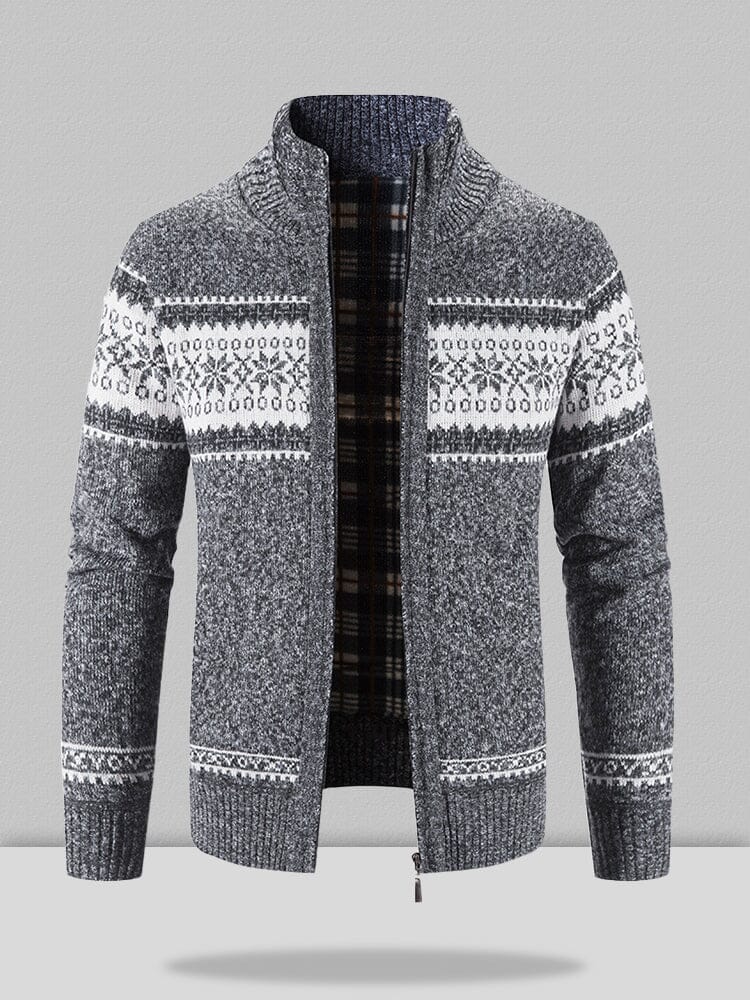 Christmas snowflake Teil standing Kragen warm Cardigan Strick Jacke