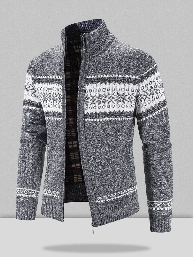 Christmas snowflake Teil standing Kragen warm Cardigan Strick Jacke