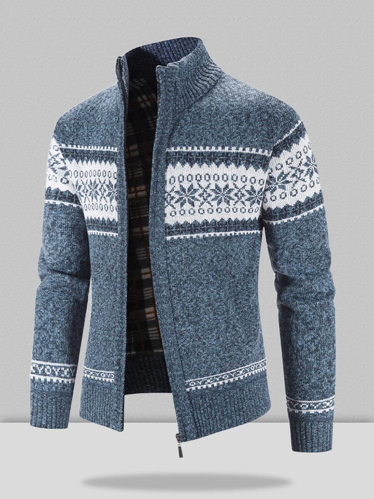 Christmas snowflake Teil standing Kragen warm Cardigan Strick Jacke