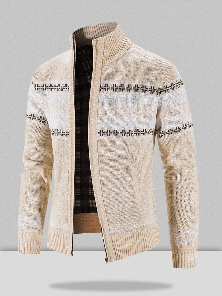 Christmas snowflake Teil standing Kragen warm Cardigan Strick Jacke
