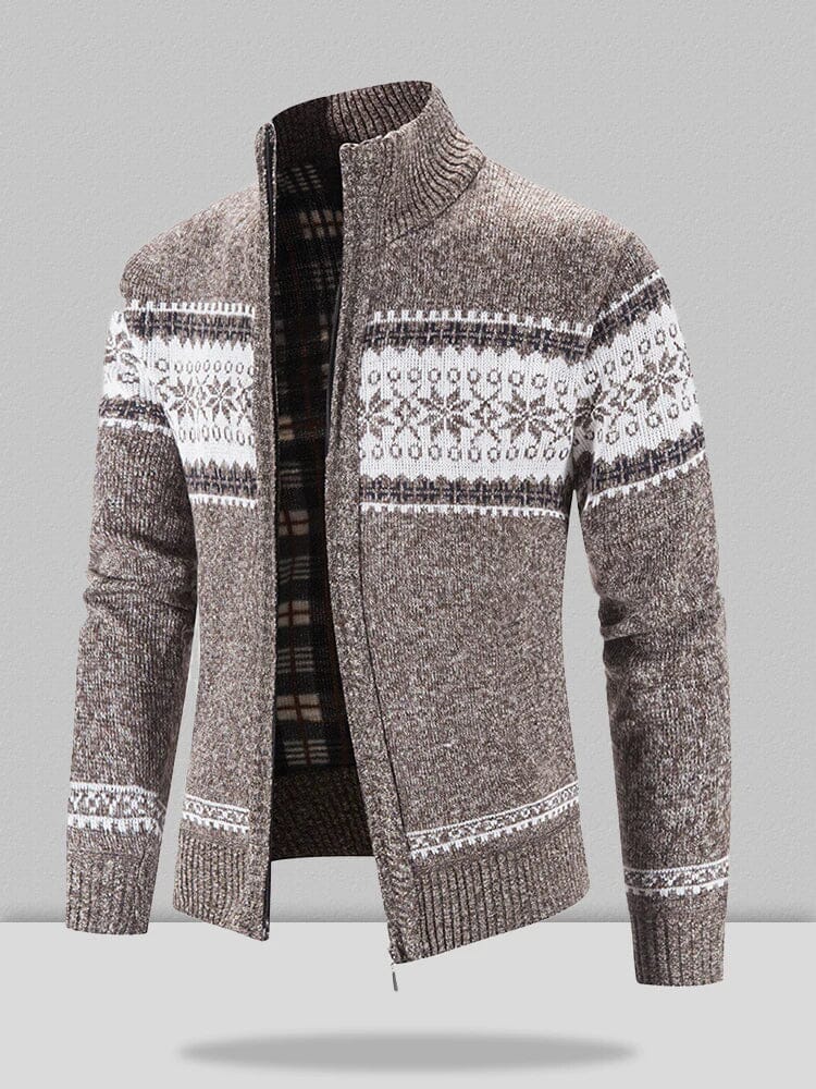 Christmas snowflake Teil standing Kragen warm Cardigan Strick Jacke