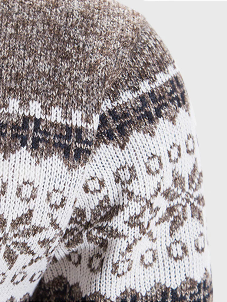 Christmas snowflake Teil standing Kragen warm Cardigan Strick Jacke