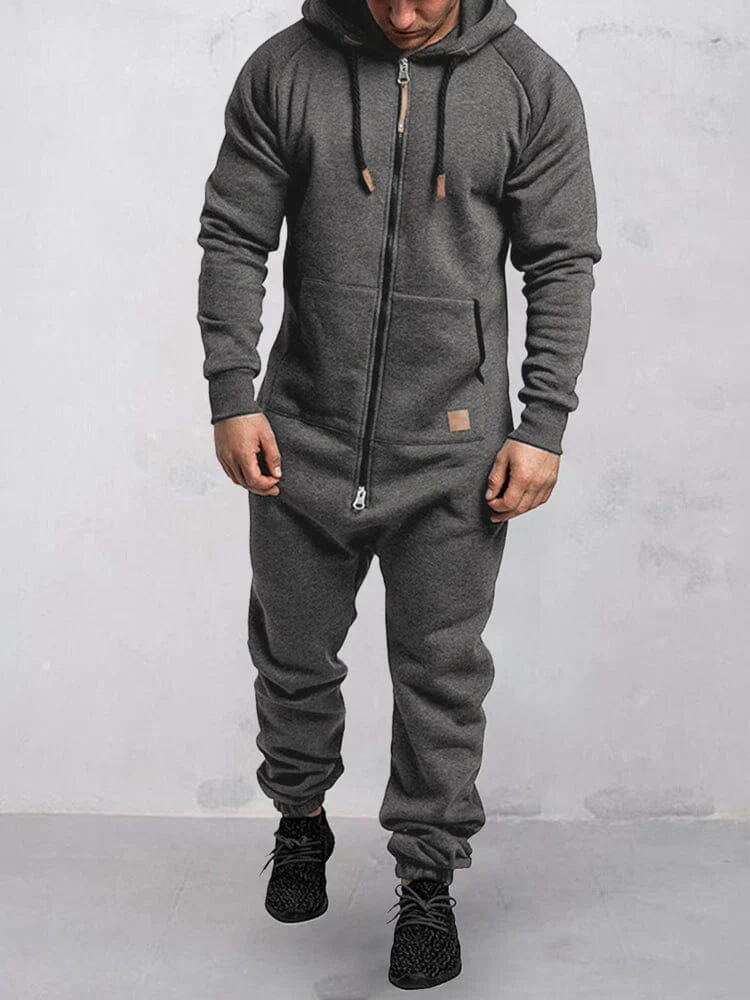 Mit Kapuze Fleece Uni Color Jumpsuit