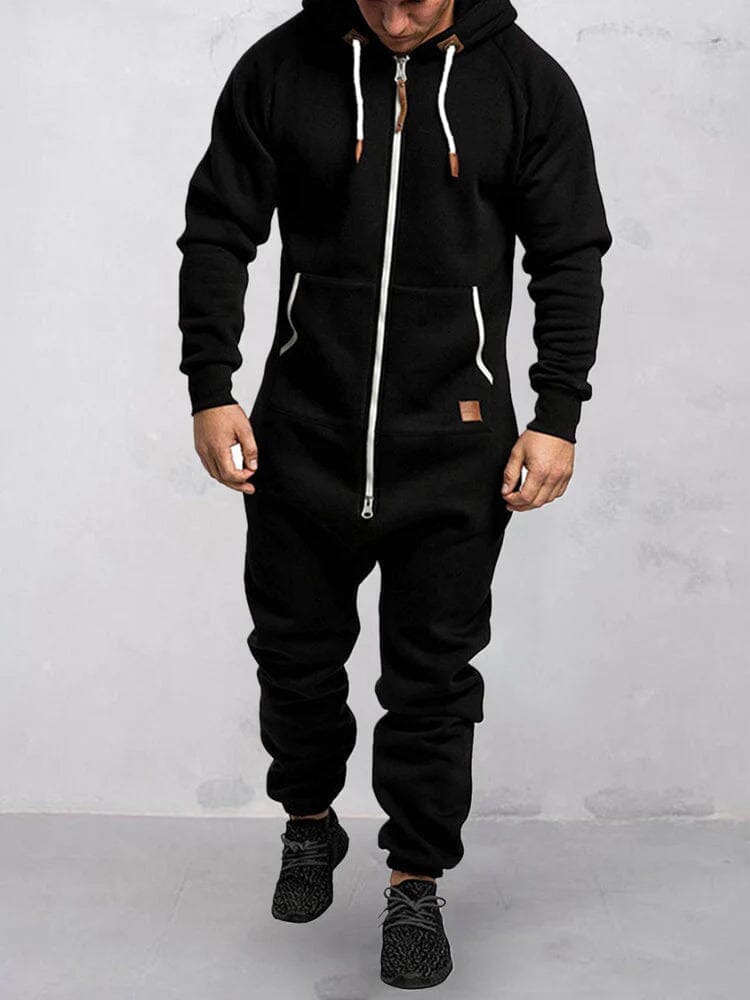 Mit Kapuze Fleece Uni Color Jumpsuit