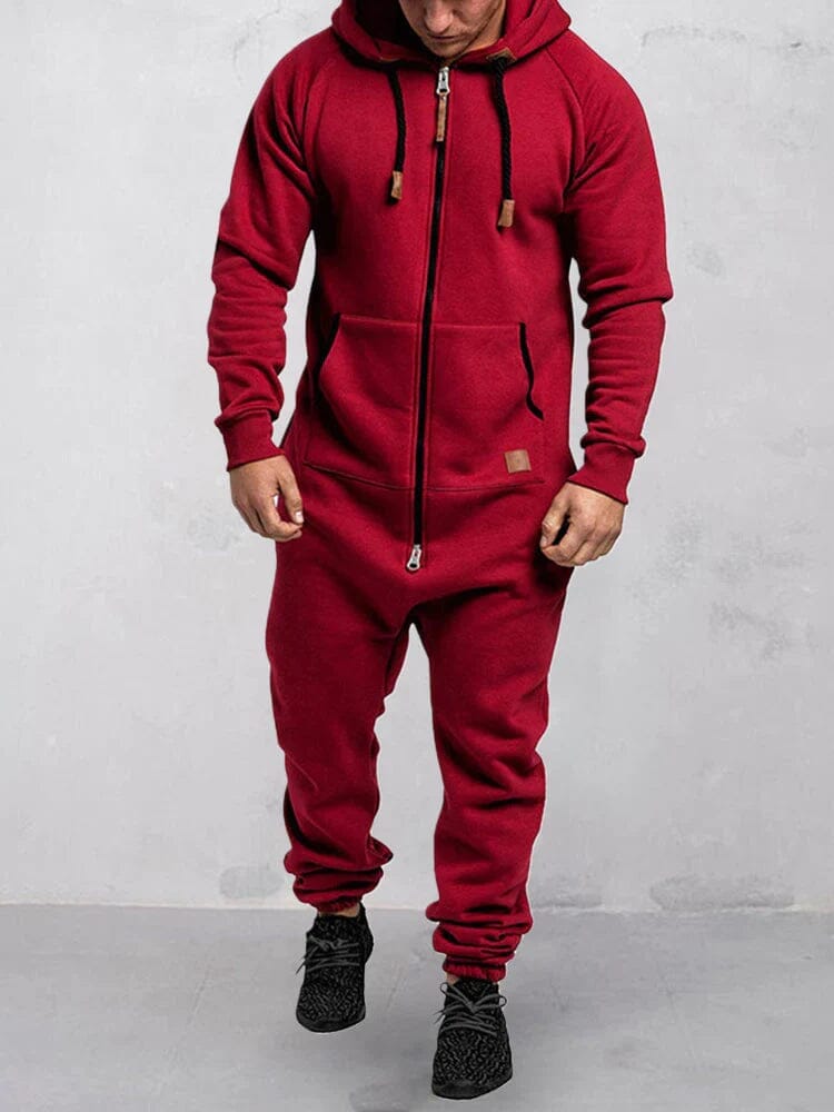 Mit Kapuze Fleece Uni Color Jumpsuit