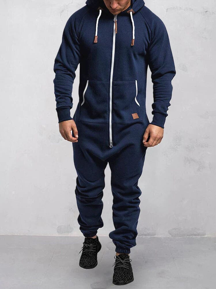 Mit Kapuze Fleece Uni Color Jumpsuit