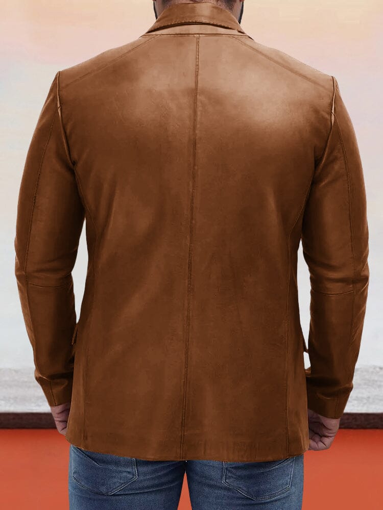 Vintage Stylish Leather Blazer Jacke