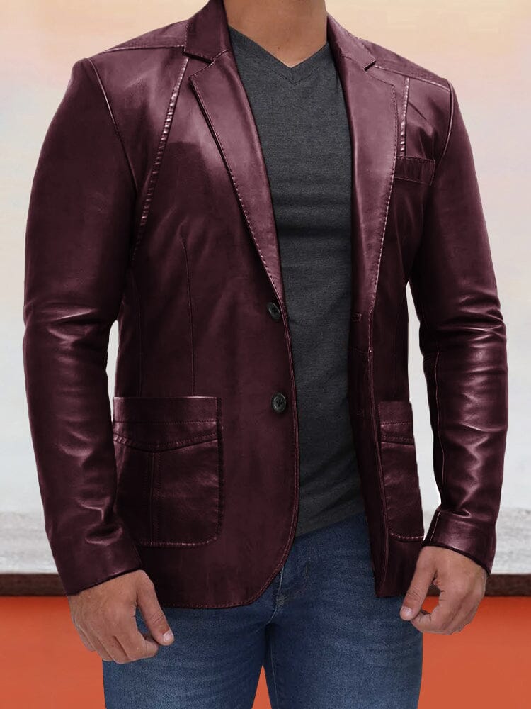 Vintage Stylish Leather Blazer Jacke