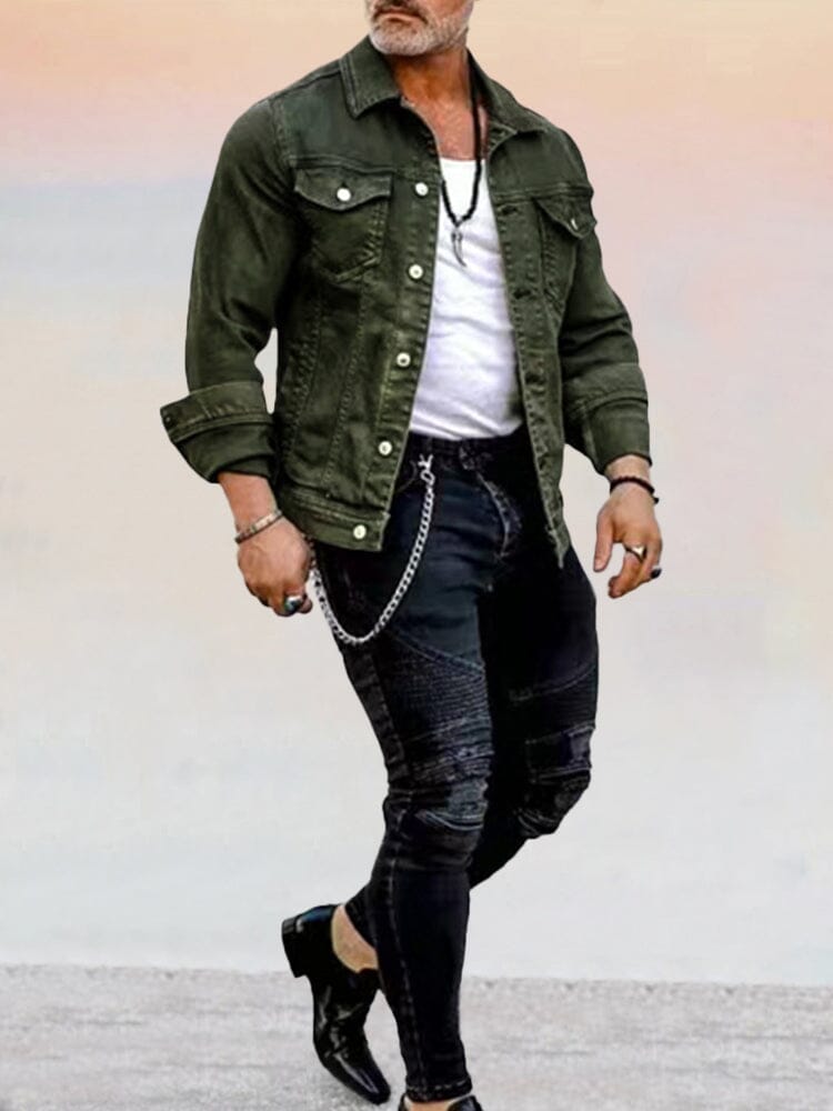 Casual Knopf Denim Jacke