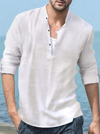 Leinen Henry Lang-sleeved Strand Hemd