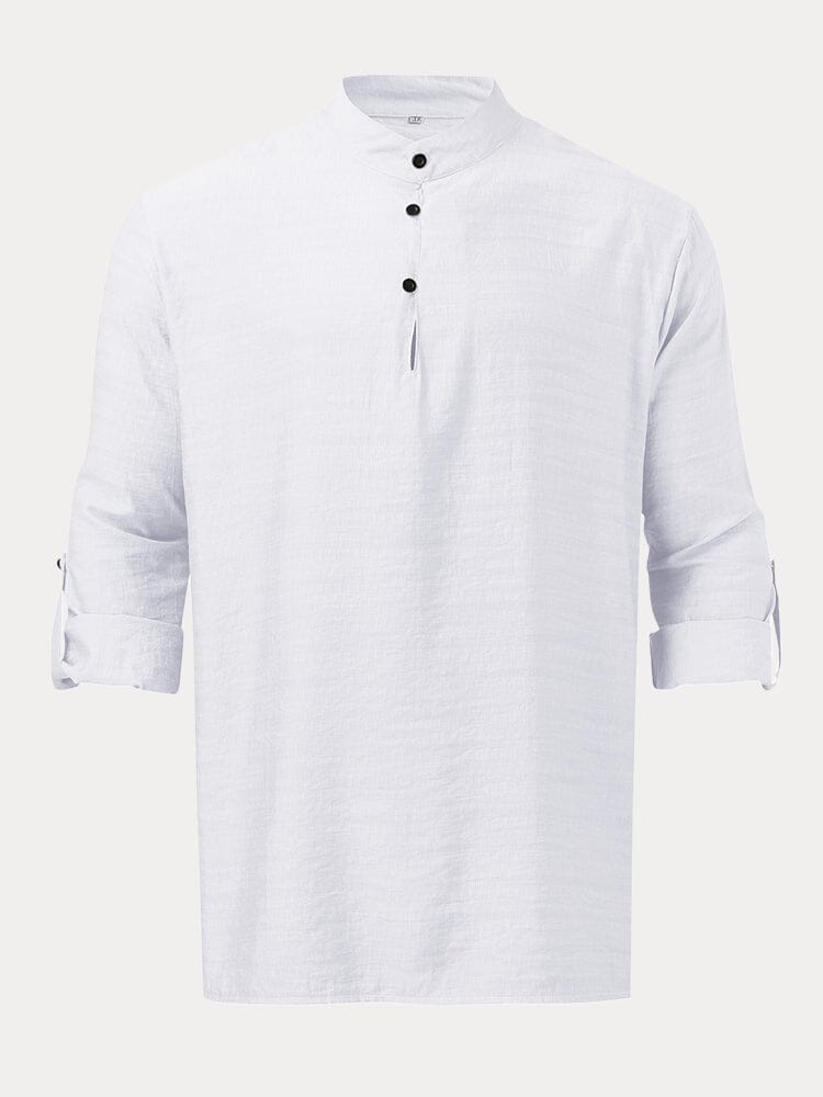 Leinen Henry Lang-sleeved Strand Hemd