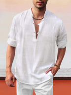Leinen Henry Lang-sleeved Strand Hemd
