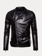 Lapel Zipper Leather Jacke
