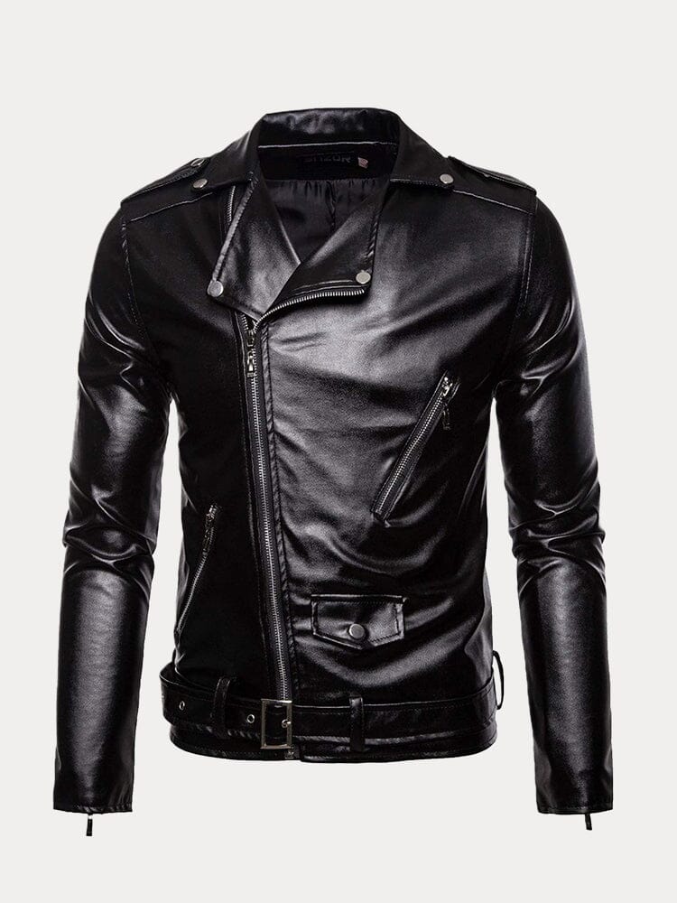 Lapel Zipper Leather Jacke