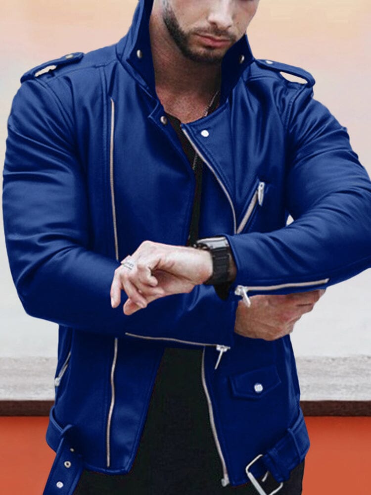 Lapel Zipper Leather Jacke
