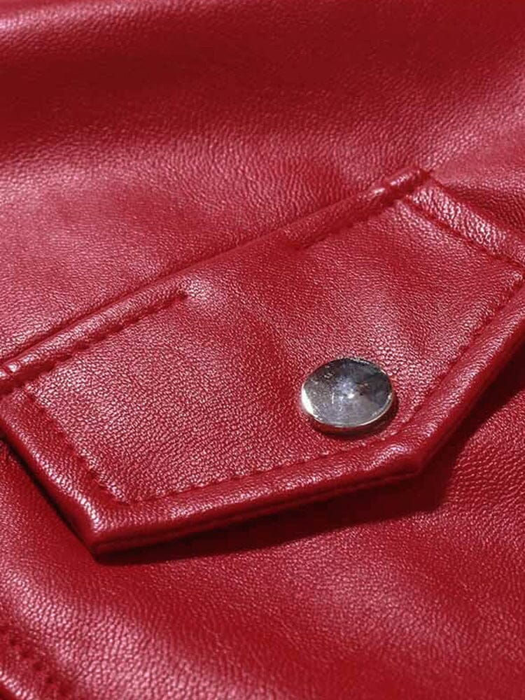 Lapel Zipper Leather Jacke