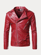 Lapel Zipper Leather Jacke