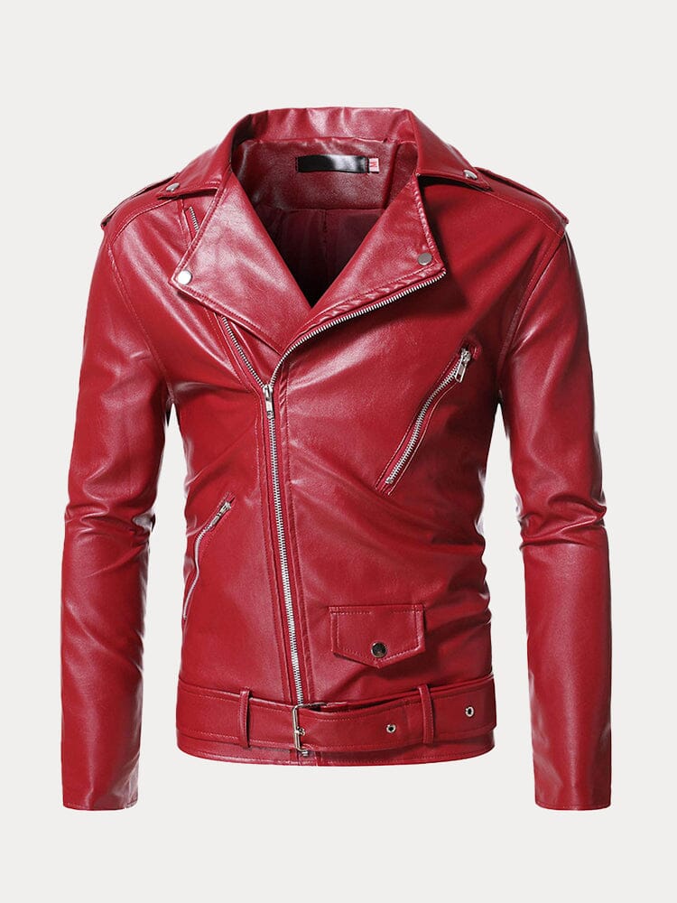 Lapel Zipper Leather Jacke