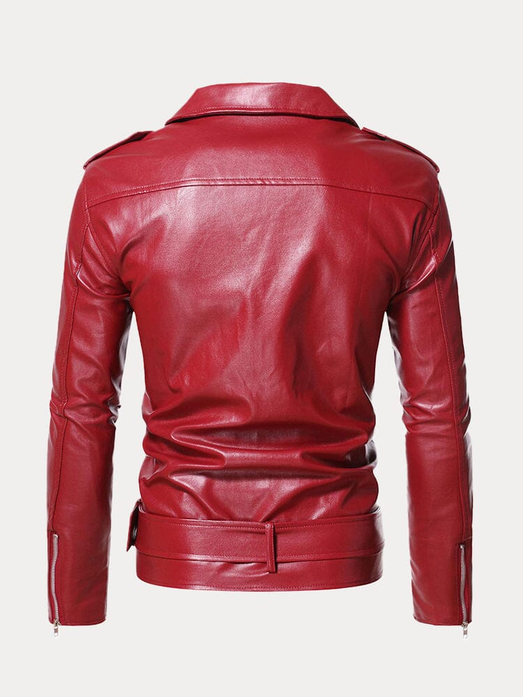 Lapel Zipper Leather Jacke