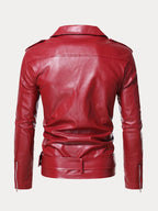 Lapel Zipper Leather Jacke