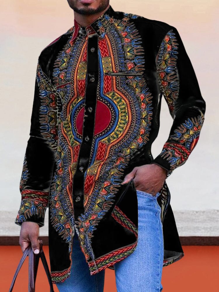 Ethnic Stil Graphic Lang Hemd
