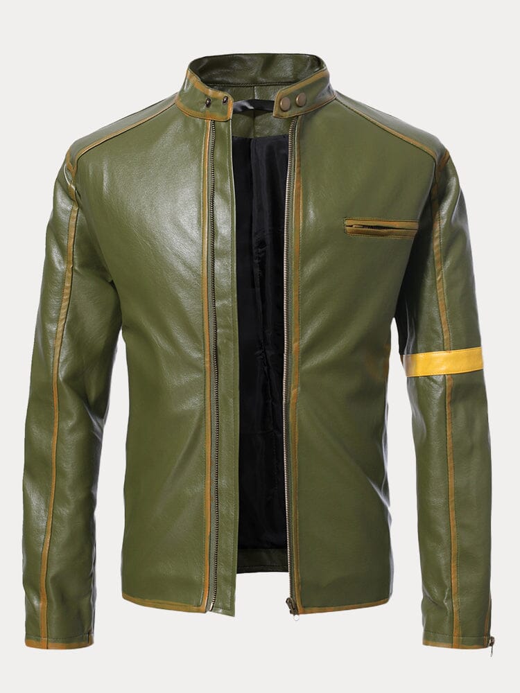 Stand Kragen Punk Leather Jacke