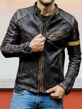 Stand Kragen Punk Leather Jacke