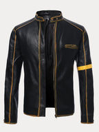 Stand Kragen Punk Leather Jacke