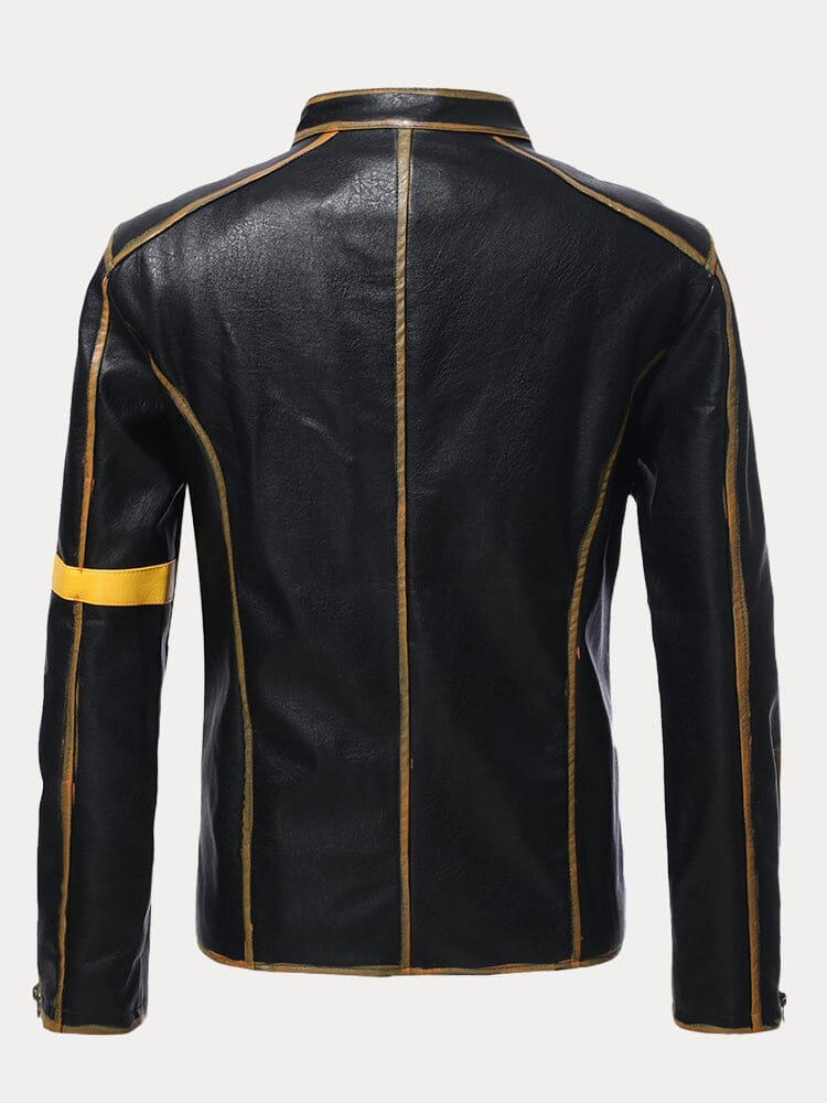 Stand Kragen Punk Leather Jacke