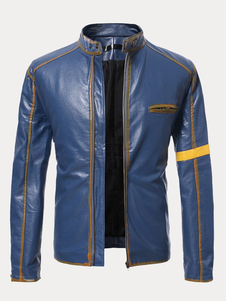 Stand Kragen Punk Leather Jacke