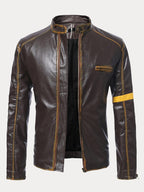 Stand Kragen Punk Leather Jacke