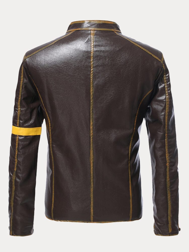 Stand Kragen Punk Leather Jacke