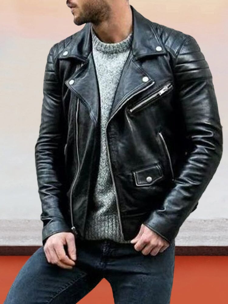 Punk Motorcycle Leather Jacke