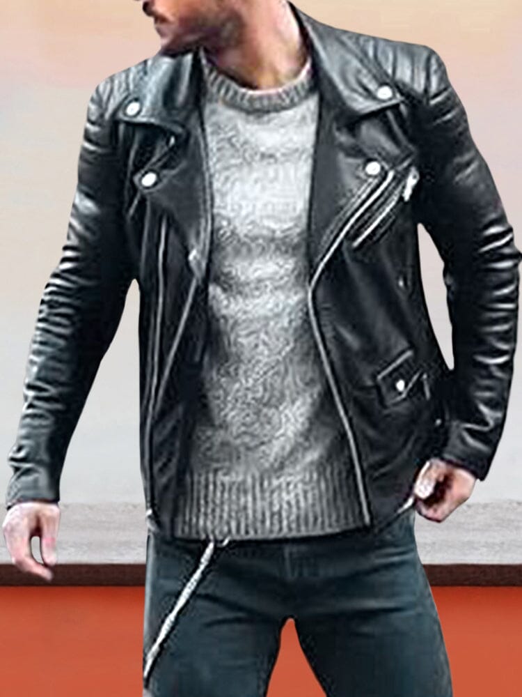 Punk Motorcycle Leather Jacke