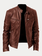 Stand Kragen Punk Motorcycle Leather Jacke