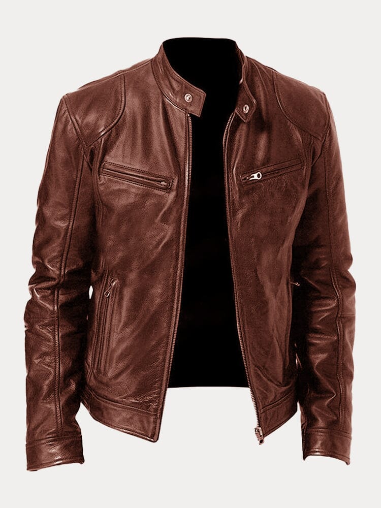 Stand Kragen Punk Motorcycle Leather Jacke