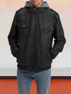 Leather PU Jacke with Abnehmbare Hut