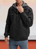 Leather PU Jacke with Abnehmbare Hut