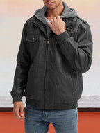 Leather PU Jacke with Abnehmbare Hut