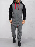 Splicing Fleece Sports Jumpsuit