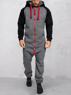 Splicing Fleece Sports Jumpsuit