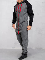 Splicing Fleece Sports Jumpsuit