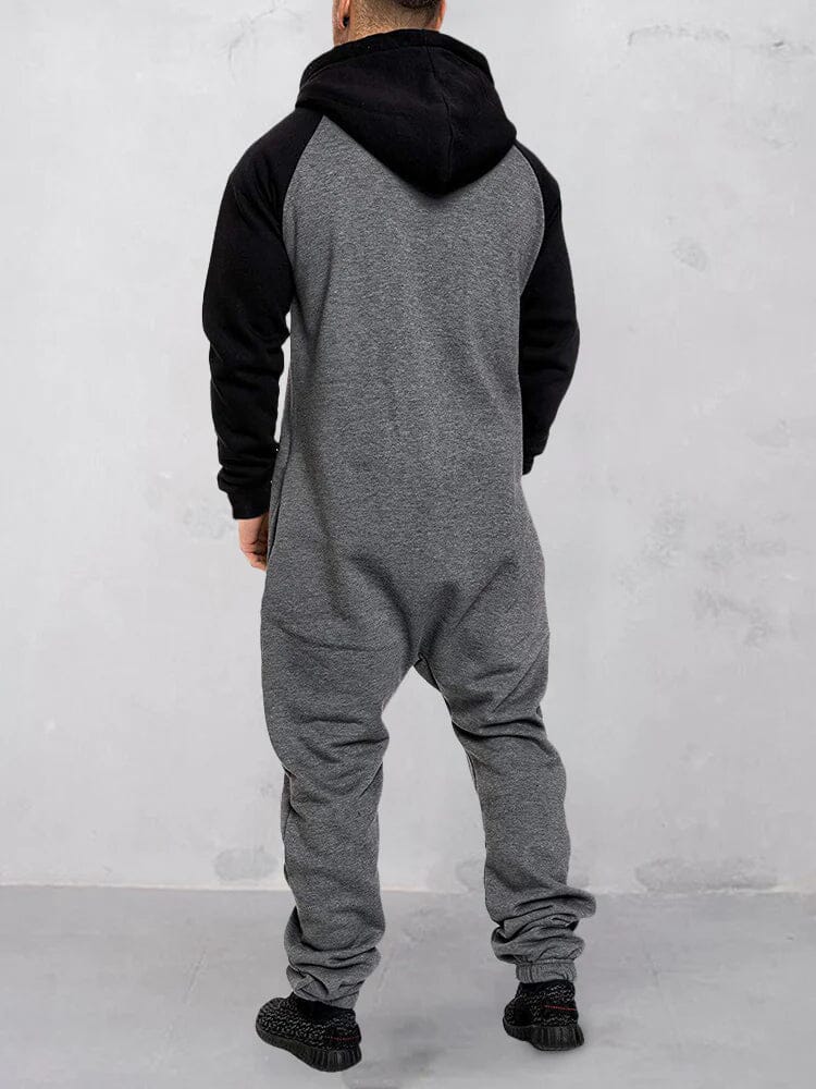 Splicing Fleece Sports Jumpsuit