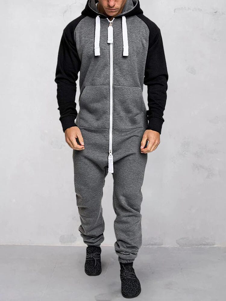 Mit Kapuze Fleece Uni Color Jumpsuit