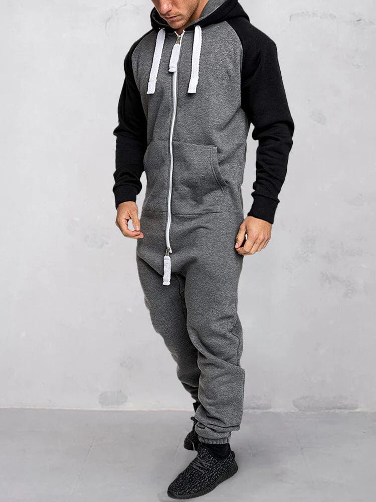 Splicing Fleece Sports Jumpsuit