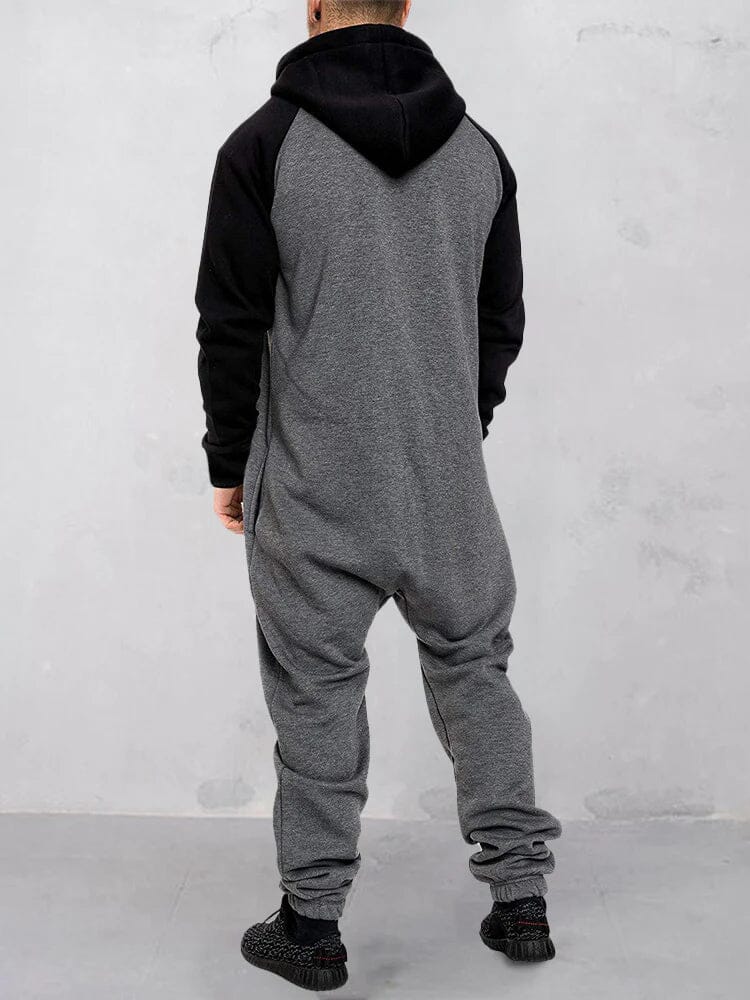 Splicing Fleece Sports Jumpsuit