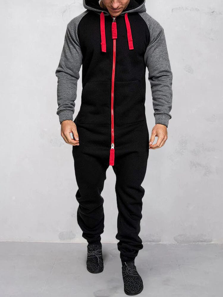 Splicing Fleece Sports Jumpsuit