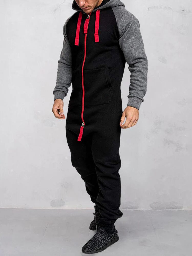 Splicing Fleece Sports Jumpsuit